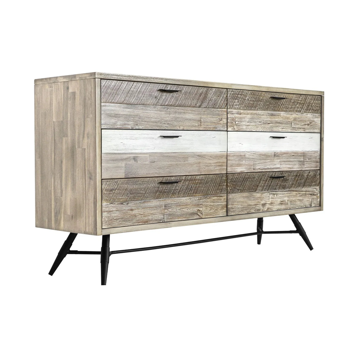 6 Drawer Two Tone Acacia Wood Dresser W14838