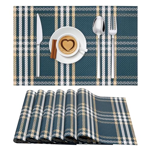 Gold Placemats Set of 6 Rectangle Vinyl Table Mats F75691