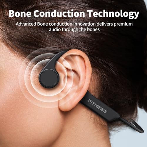 Bone Conduction Open Ear Bluetooth Headphones with Mic, IPX6 Waterproof, Black A249