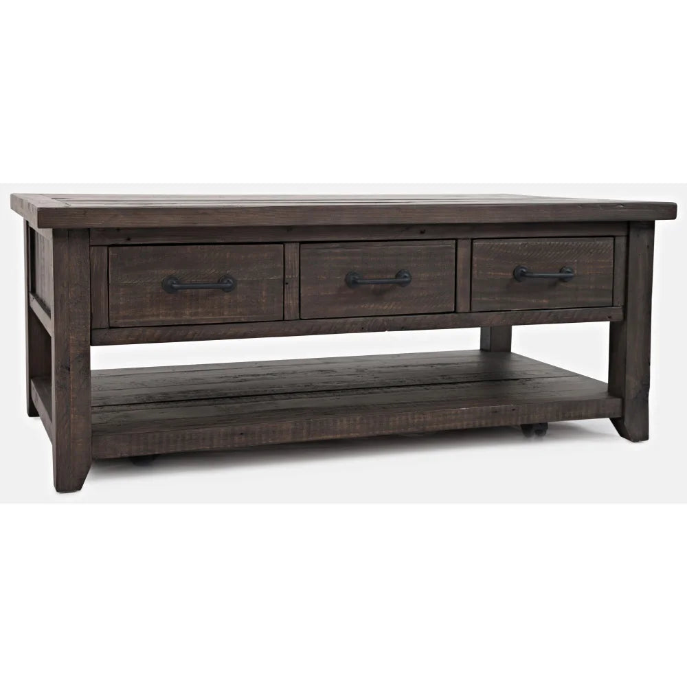 48" Rustic Reclaimed Pine 3 Drawer Coffee Table Y84638