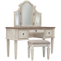 3 Piece White and Brown Bedroom Vanity Set E9179