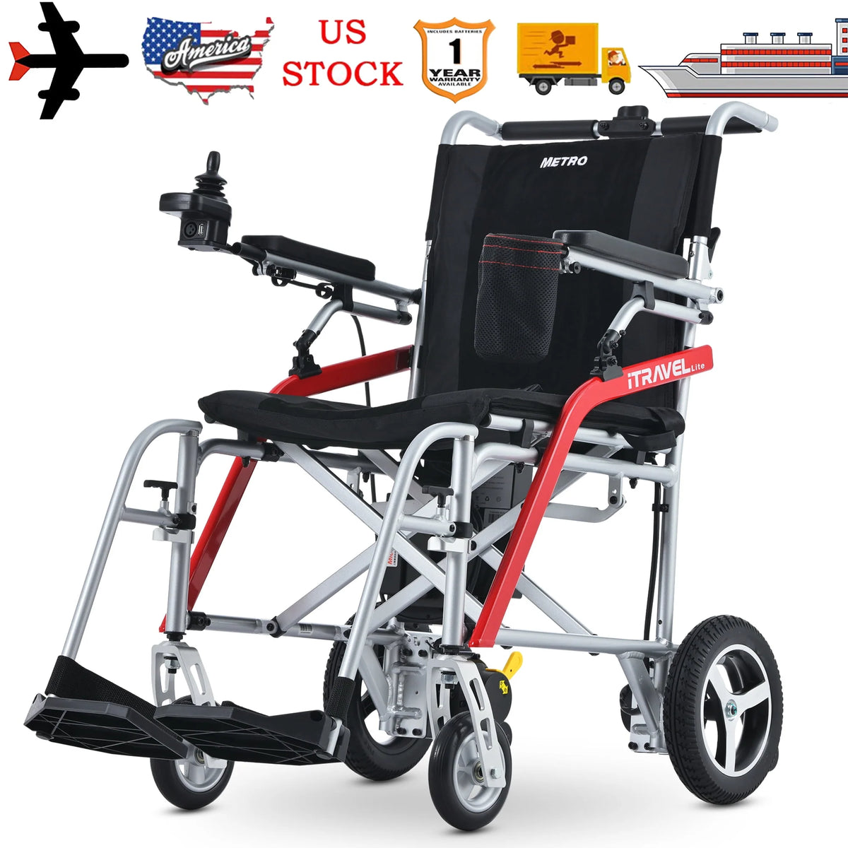 Lightweight Foldable Electric Wheelchair with Cup Holder & Anti-Tipper Q705138