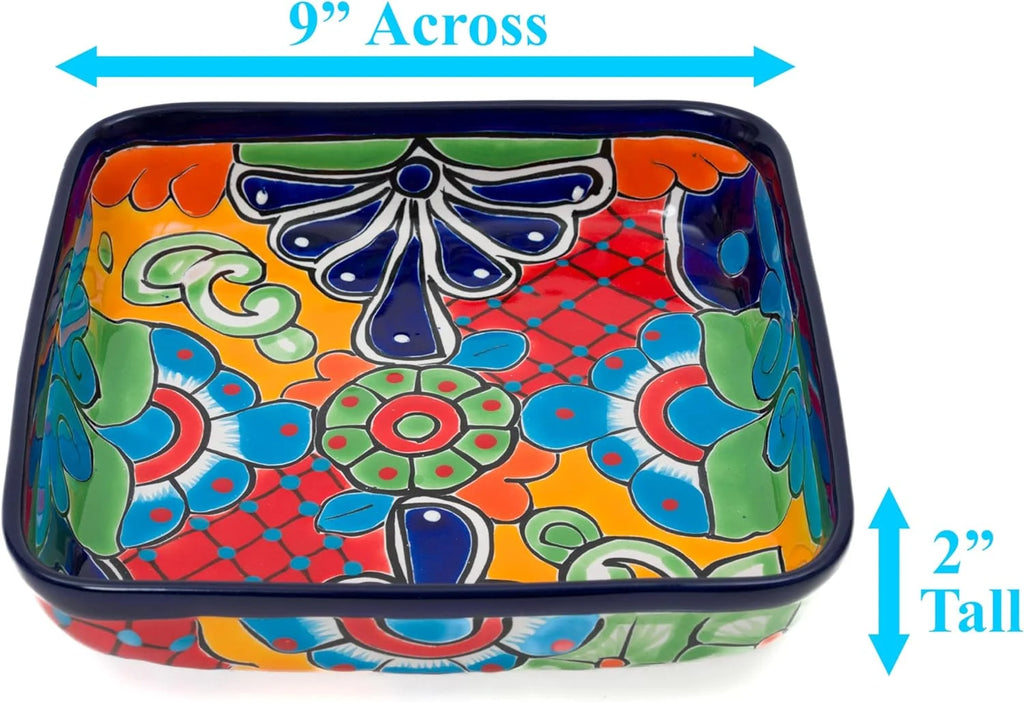 Cobalt Hand Painted Ceramic Baking Dish Casserole Dish Serving Platter Tray Floral Dish Oven Safe Microwave Safe Brownie Pan K602