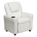 White Vinyl Kids Recliner with Cup Holder P414