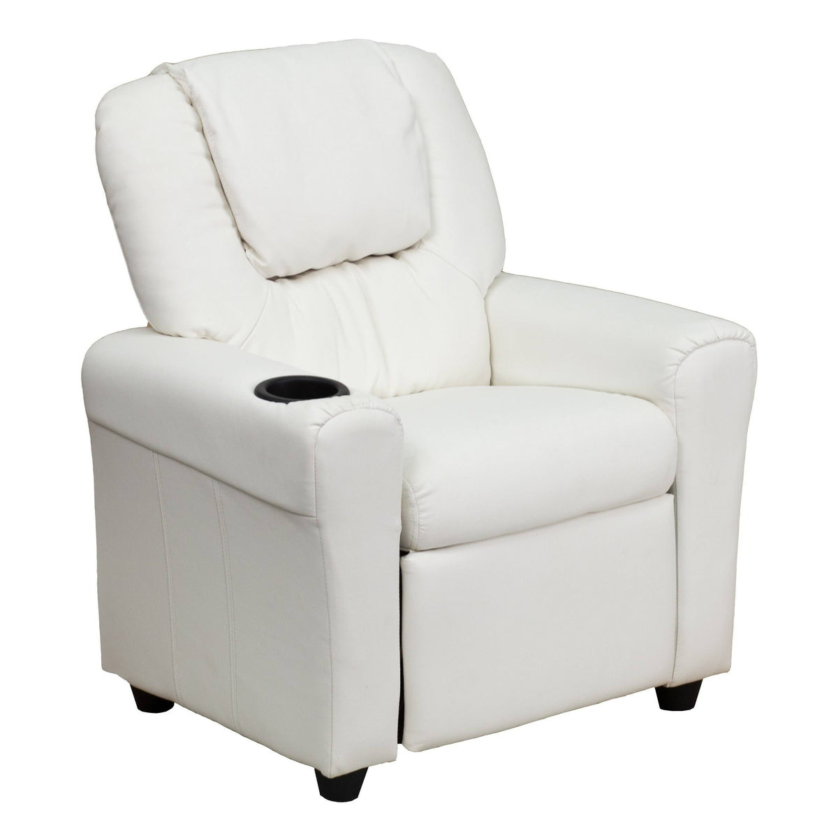 White Vinyl Kids Recliner with Cup Holder P414