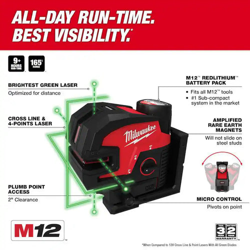 12-Volt Cordless Green Cross Line and 4-Points Laser Kit X726206