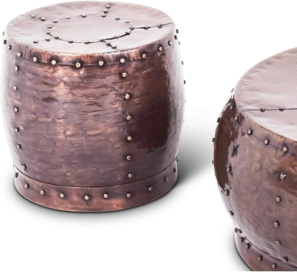 Antiqued Copper Iron Round End Table J2404