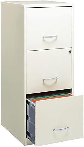 3 Drawer Vertical Metal File Cabinet with Lock Pearl White Q231375