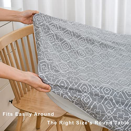 Round Vinyl Fitted Tablecloth with Elastic Edge for 40"-44" Round Table D333