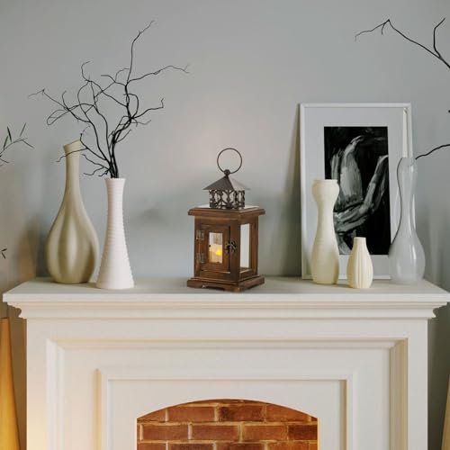 Brown Wooden Candle Holder Lantern O9467