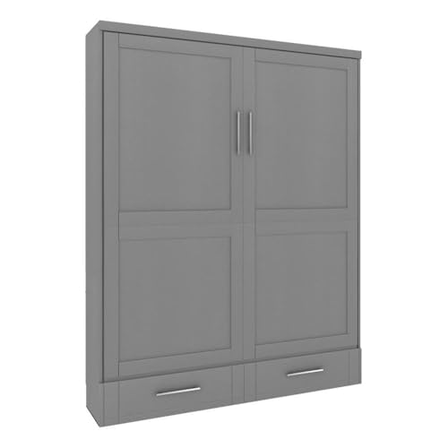 Queen Size Gray Solid Wood Murphy Wall Bed U8139