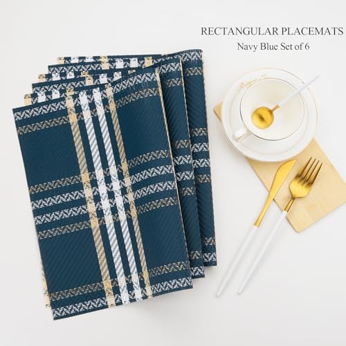 Gold Placemats Set of 6 Rectangle Vinyl Table Mats F75691