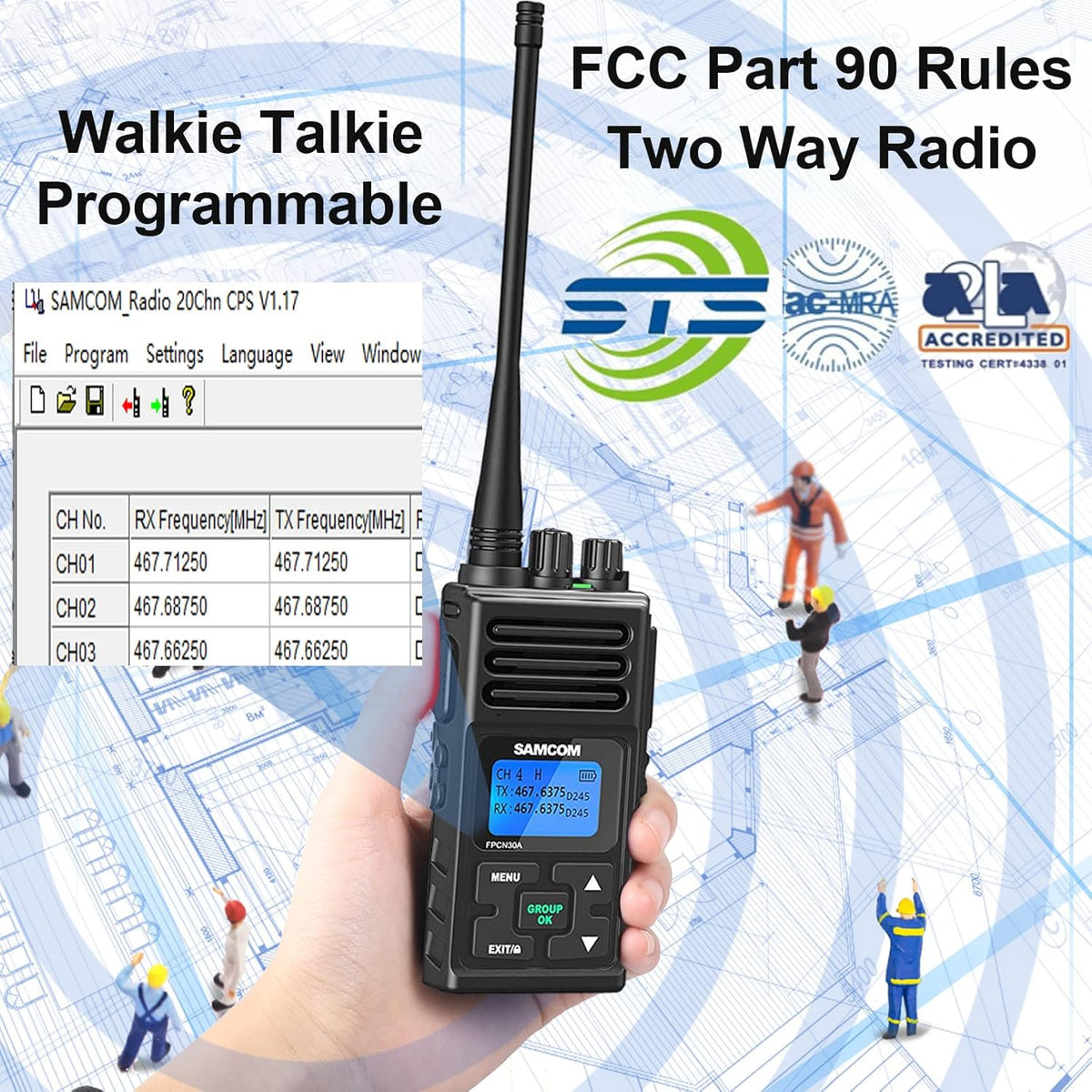 6 Packs UHF Two Way Radios Walkie Talkies with Earpieces T50999