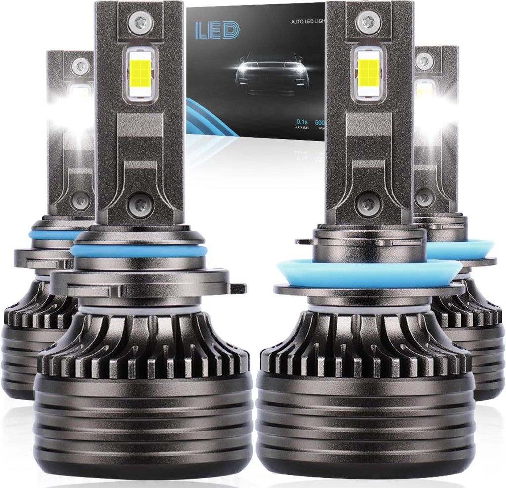 9005 High Beam + 9006 Low Beam LED Headlight Bulbs, 6000K Cool White, Pack of 4 Y476