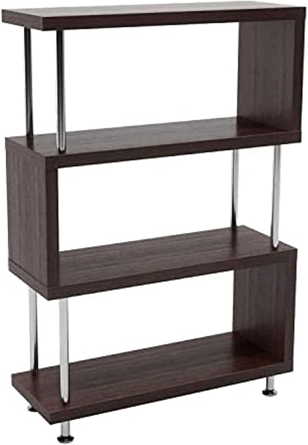 5 Shelf Geometric Bookcase with Metal Frame, Oak L1767