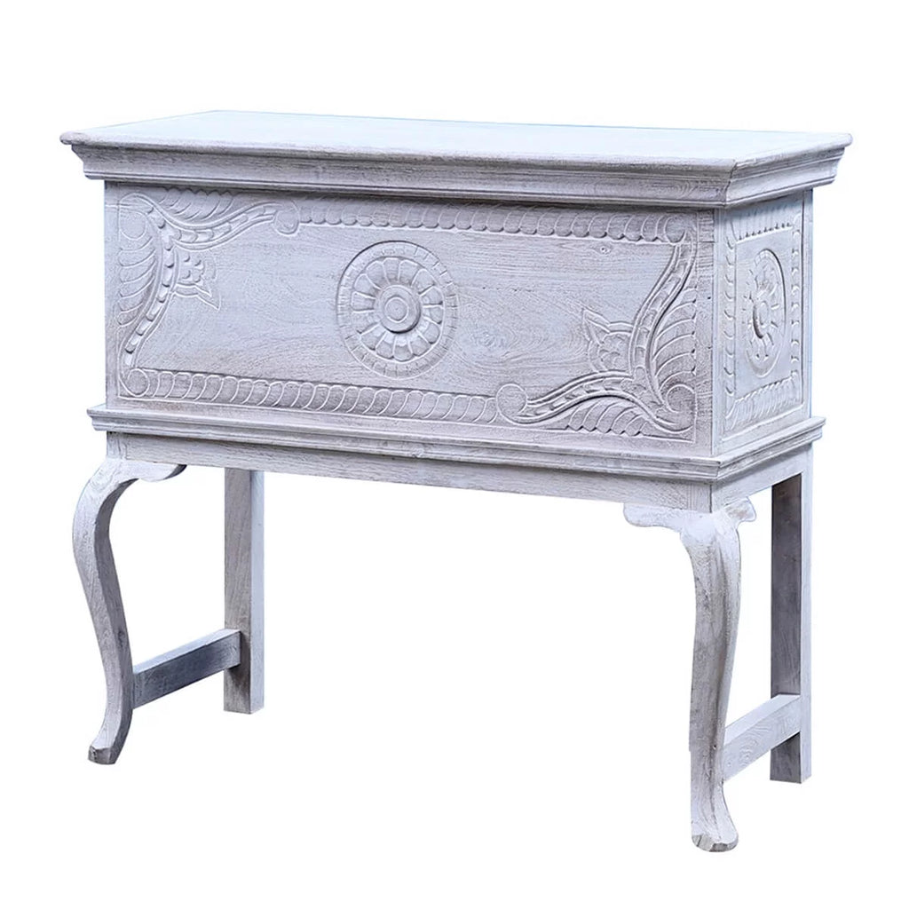 Reclaimed Wood Hand Carved Console Table G983