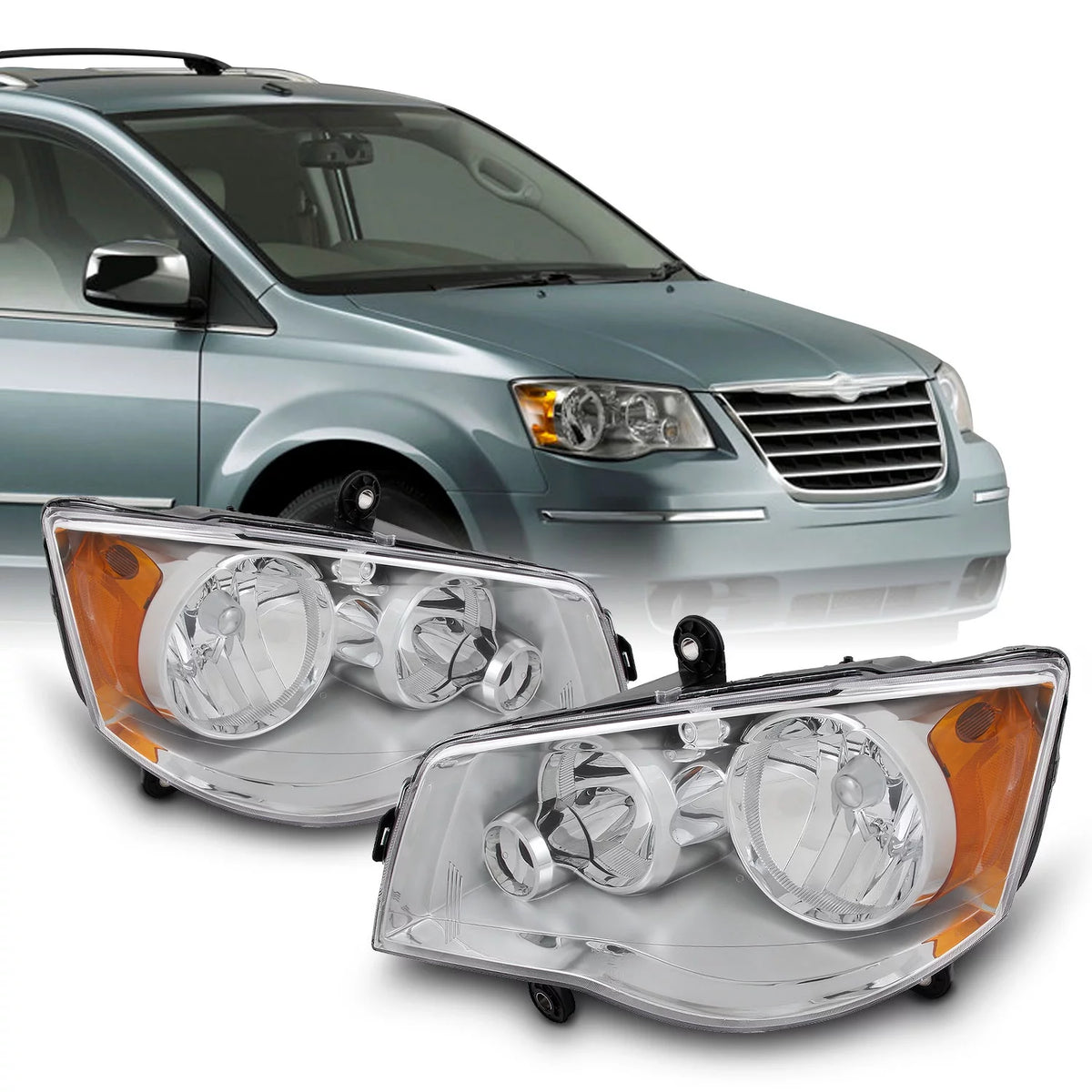 2008-2016 Town & Country Headlights Pair Left + Right R9171