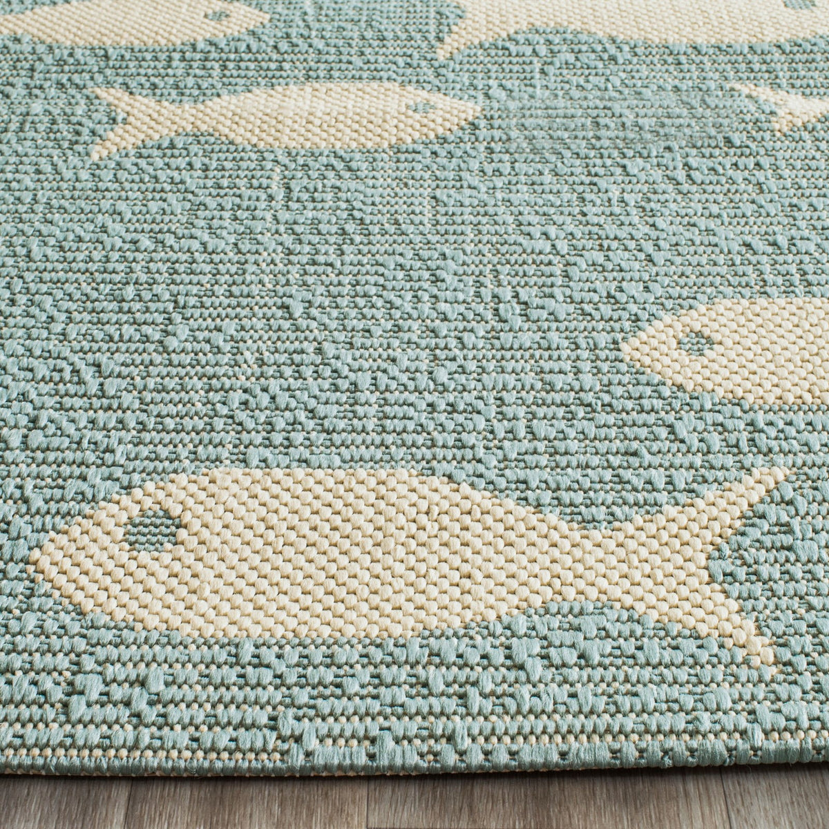 Aqua Beige Indoor/Outdoor Area Rug 4' x 5'7" L927