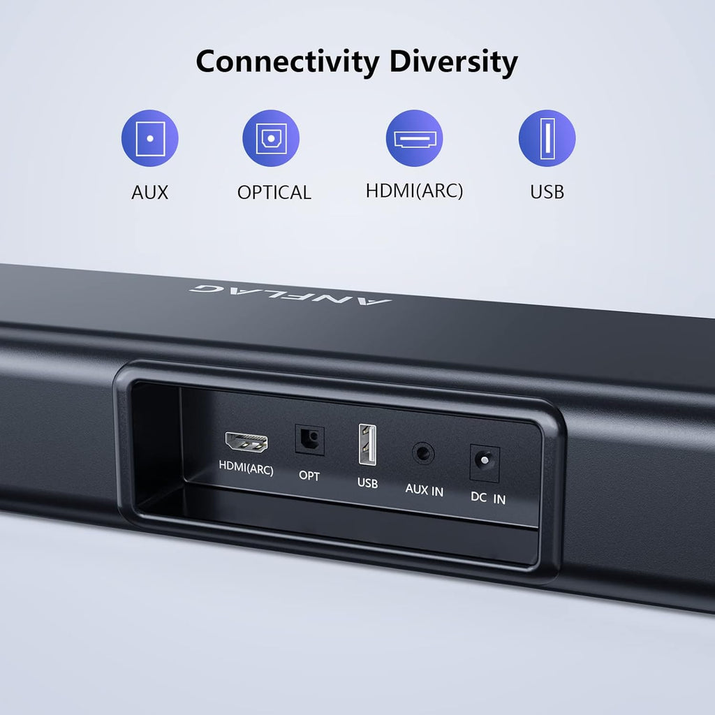38 Inch Sound Bar with Dual Built-in Subwoofer, 90W, Bluetooth 5.0, Black J589264