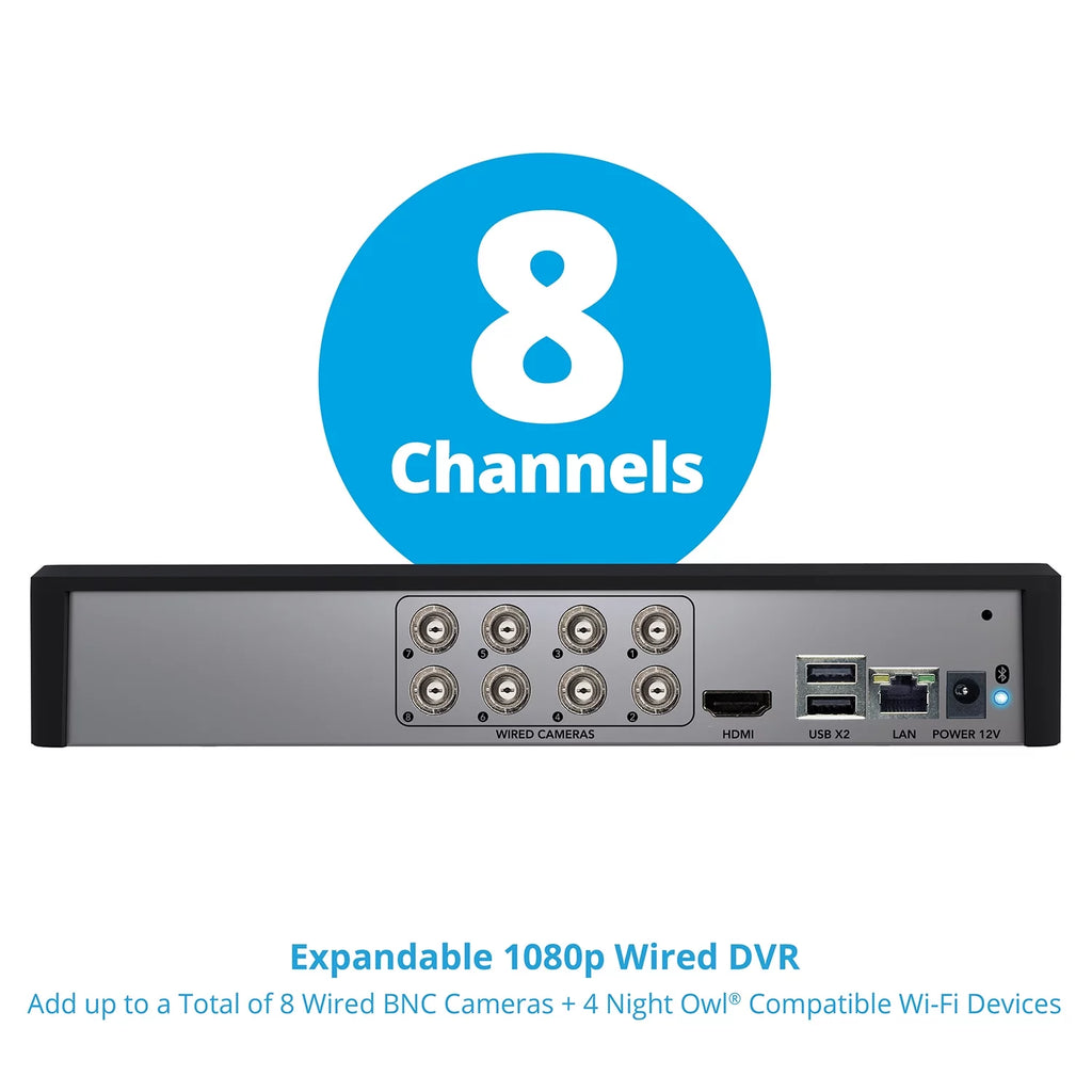 8 Channel DVR with 1TB Hard Drive, 4 Wired 1080p HD Bullet Cameras T375