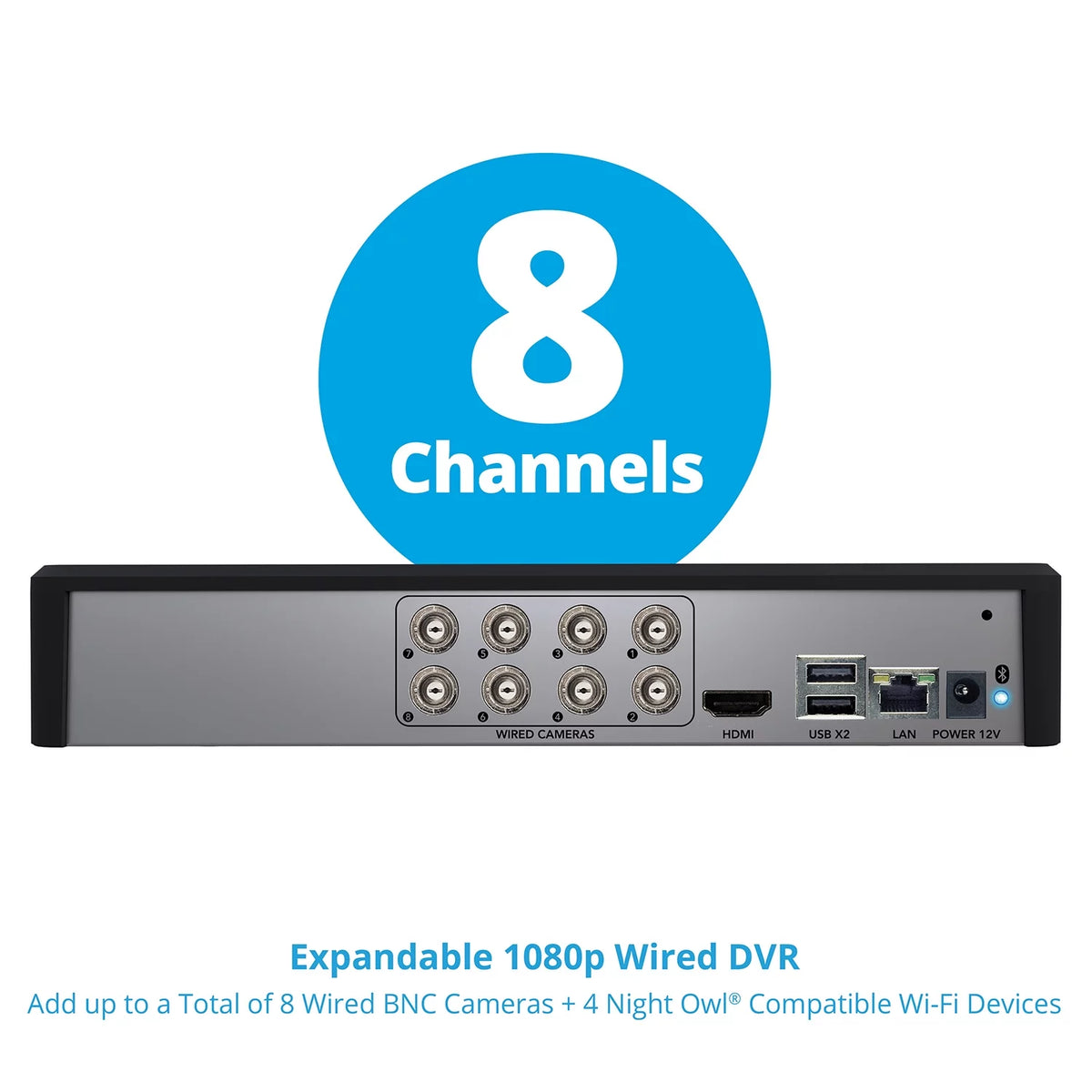 8 Channel DVR with 1TB Hard Drive, 4 Wired 1080p HD Bullet Cameras T375