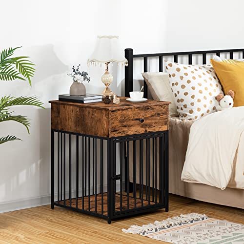 Wooden Dog Crate Furniture with Drawer A91066
