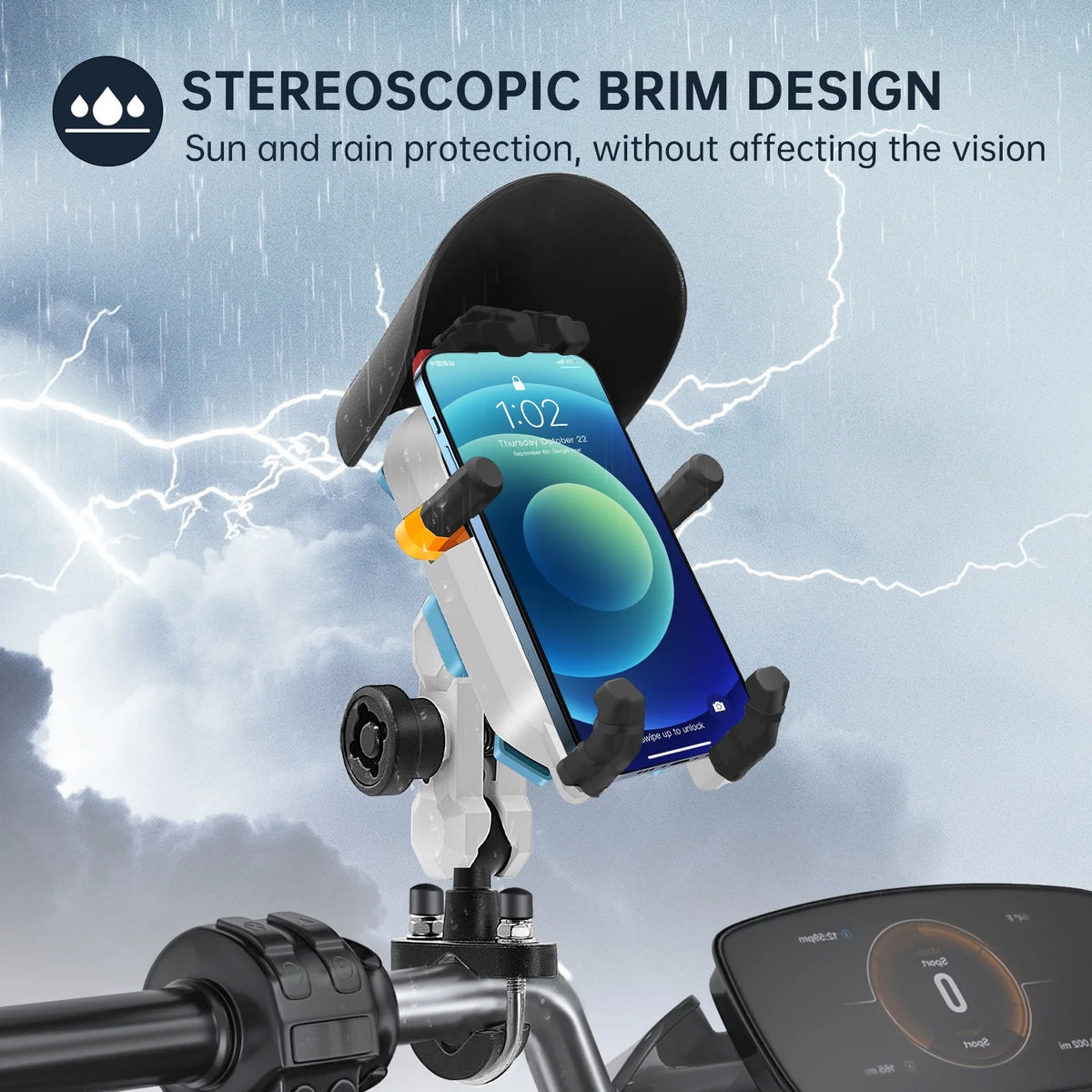 Waterproof Motorcycle Phone Mount Holder with 360° Rotation Handlebar Mount X3173