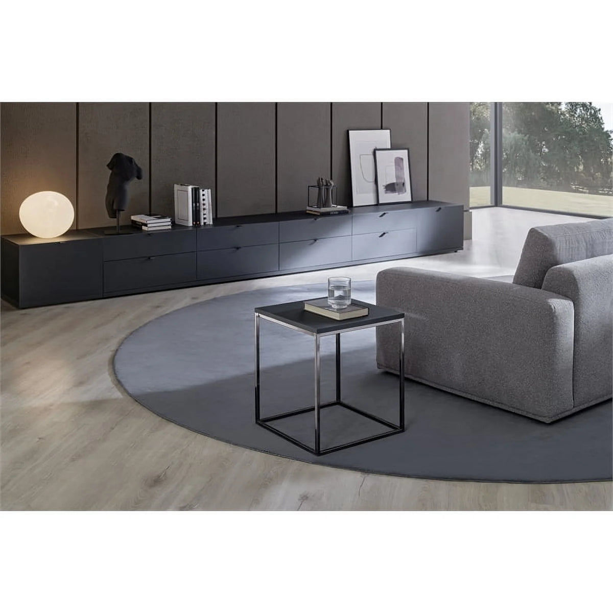 Black Engineered Wood & Metal Side Table U120824