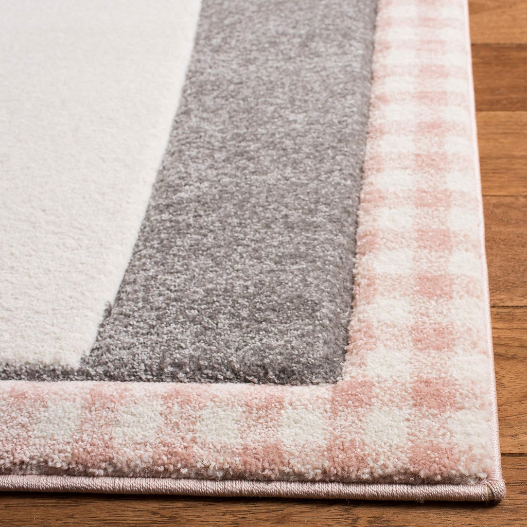 2'3" x 12' Pink & Grey Cat Design Runner Rug P367115
