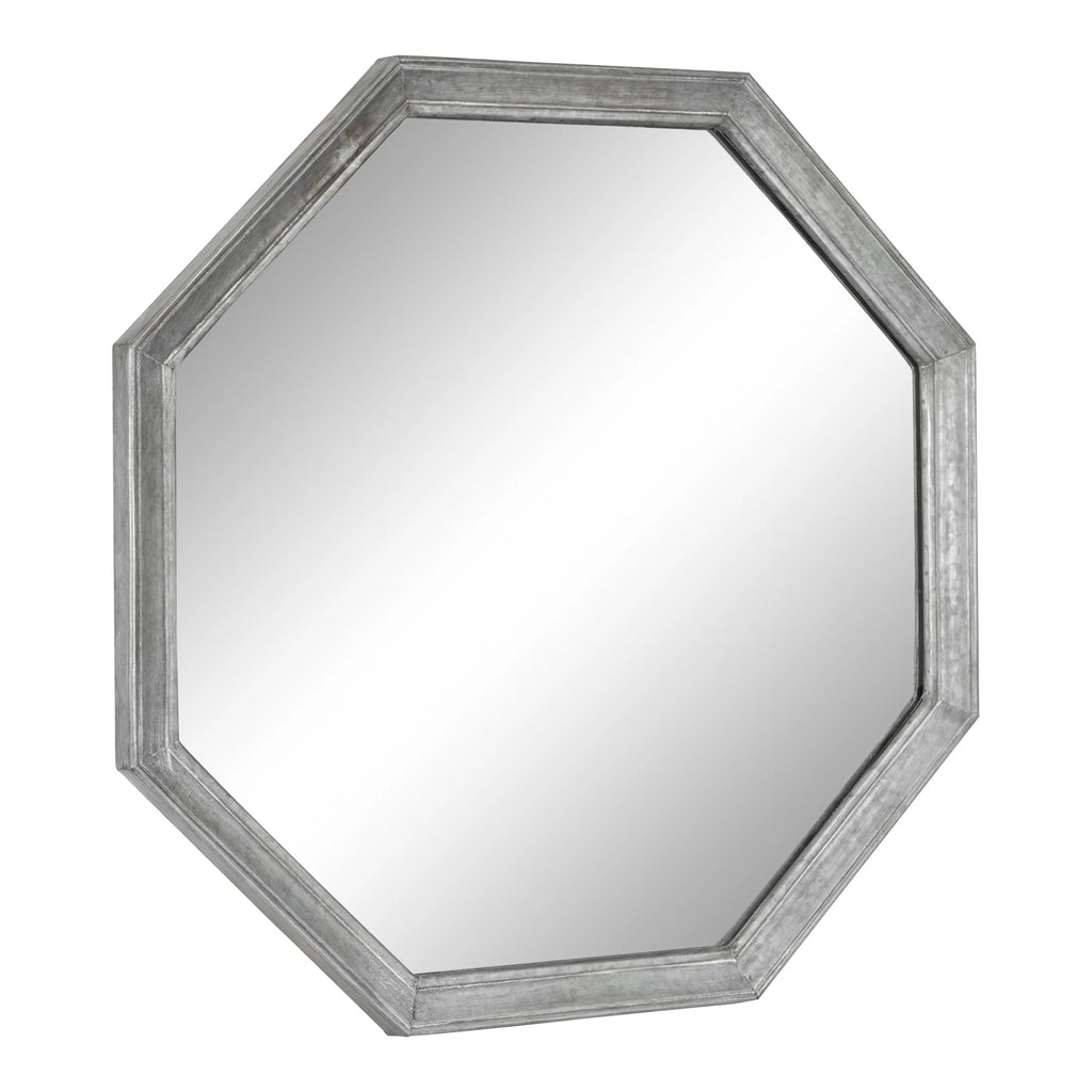 Vintage Galvanized Metal Octagon Wall Mirror, 26 x 26, Silver W3148