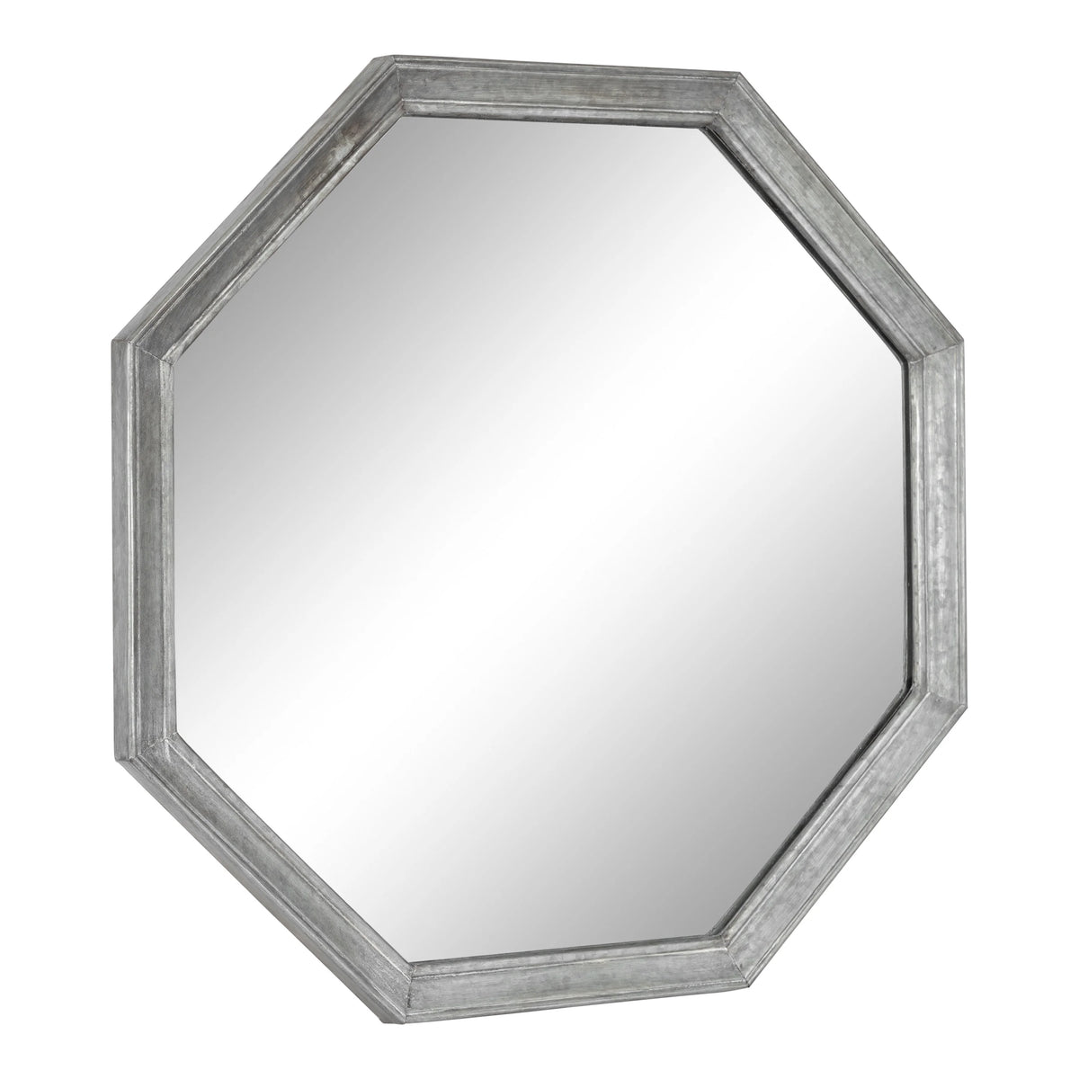 Vintage Galvanized Metal Octagon Wall Mirror, 26 x 26, Silver W3148