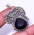 Black Onyx 925 Silver Plated Pendant 1.95" I54937