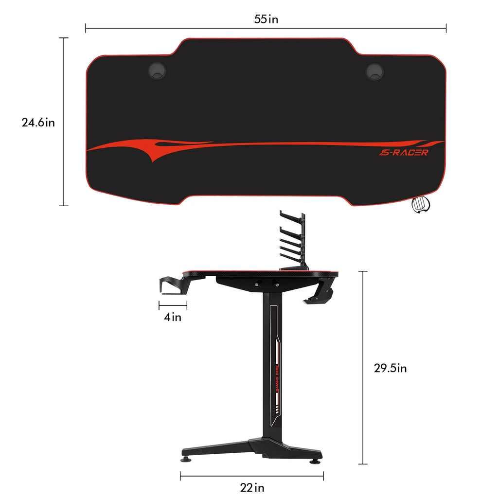55 inch T-Shaped Legs Gaming Desk with Mouse Pad P6067