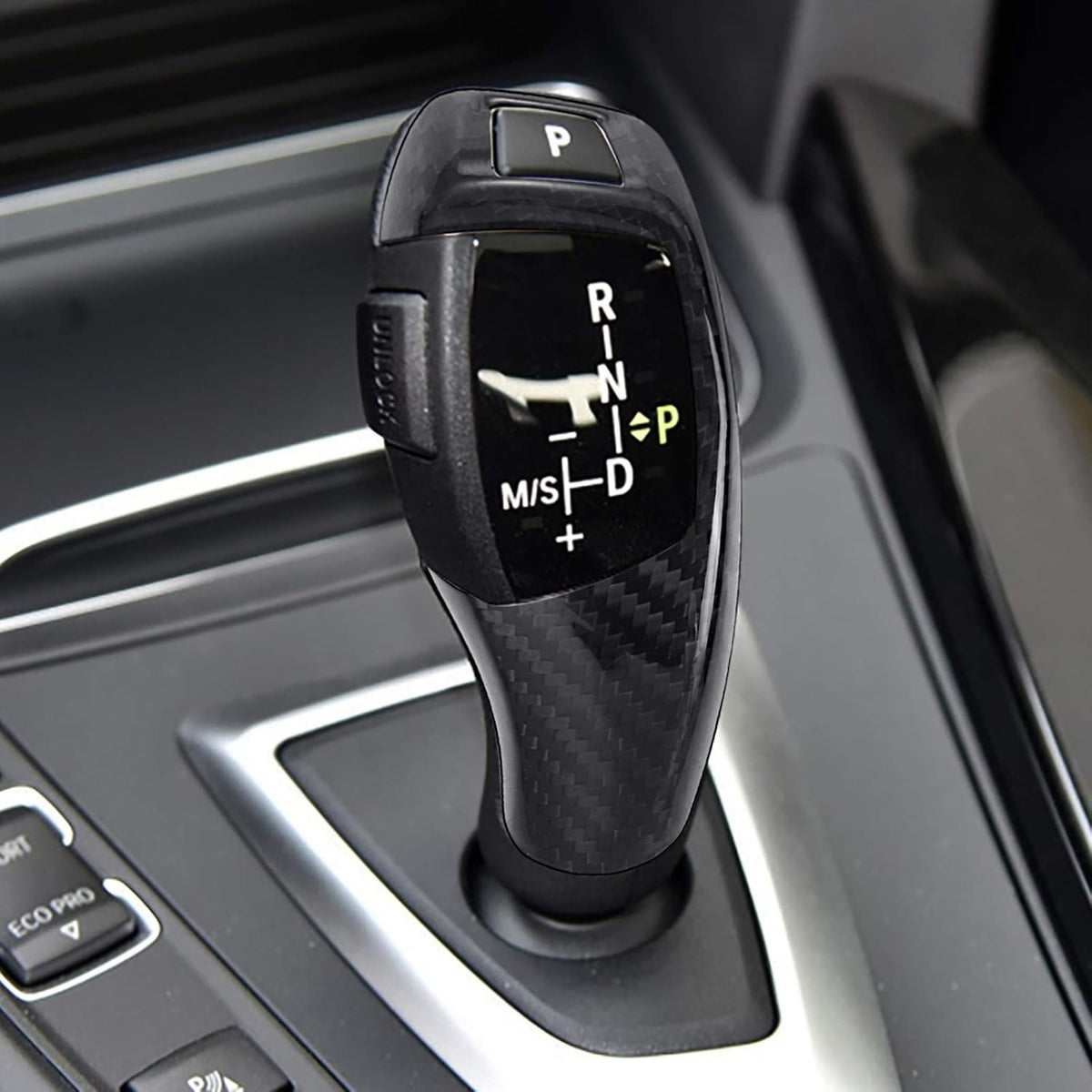 Carbon Fiber Gear Head Cap Sticker Interior Accessories (Black) Pack of 2 S545236