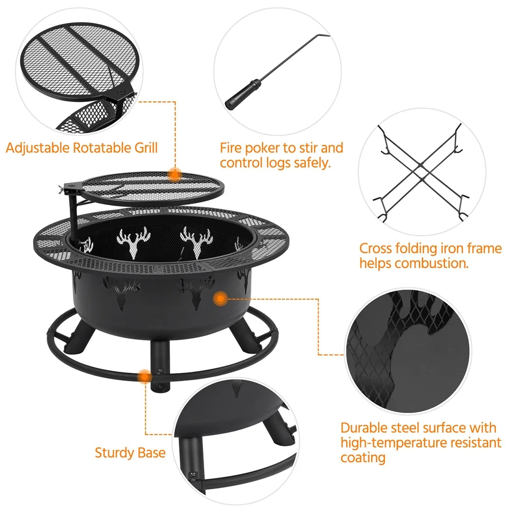 Round Wood Burning Fire Pit G54500