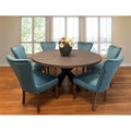 Dining Table Set with Solid Wood Round Table and 6 Chairs in Teal N165
