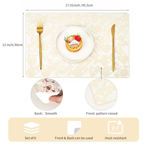 Gold Placemats Set of 6 Rectangle Vinyl Table Mats F75691