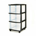 3 Drawer Medium Cart with Casters, Set of 2 - Black/Clear B7713