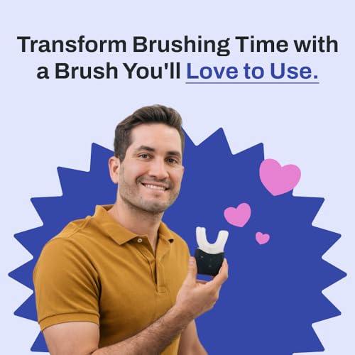 U Shaped Electric Toothbrush with 360° Nylon Bristles, 3 Cleaning Modes, Rechargeable, Waterproof, Black O1558
