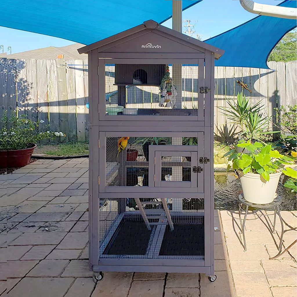 71'' Wooden Birdcage with Stand E952989