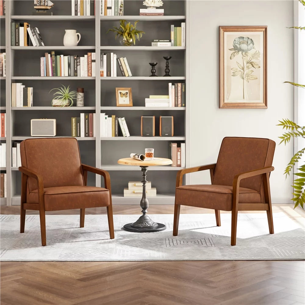 Light Brown Faux Leather Armchair W75930