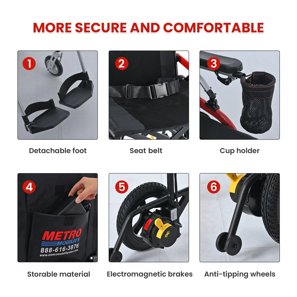 Lightweight Foldable Electric Wheelchair with Cup Holder & Anti-Tipper Q705138