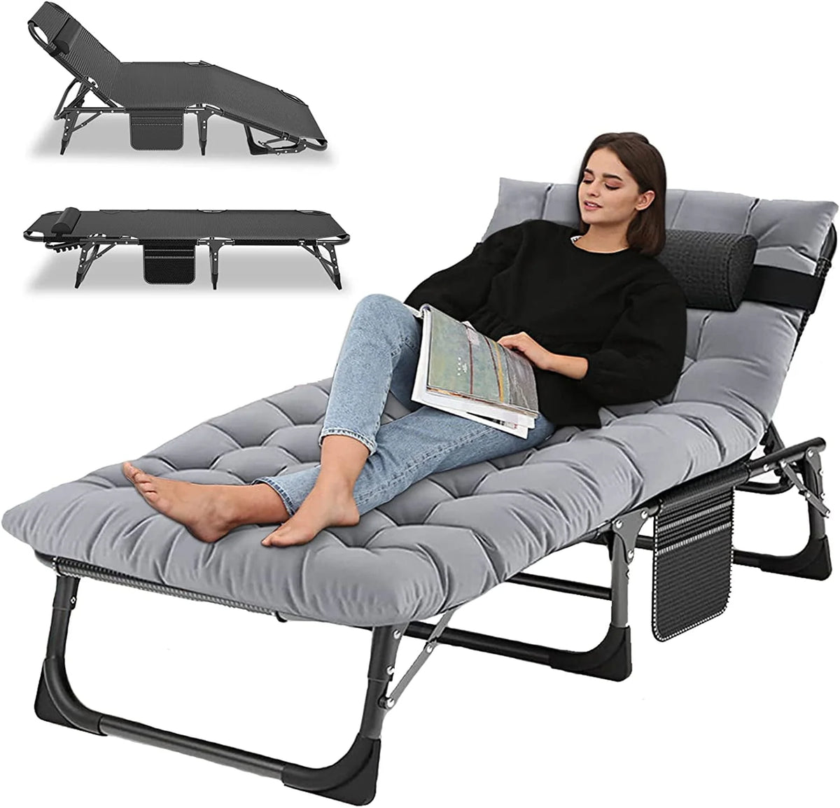 Portable Folding Camping Cot Bed with Mattress & Pillow I21660