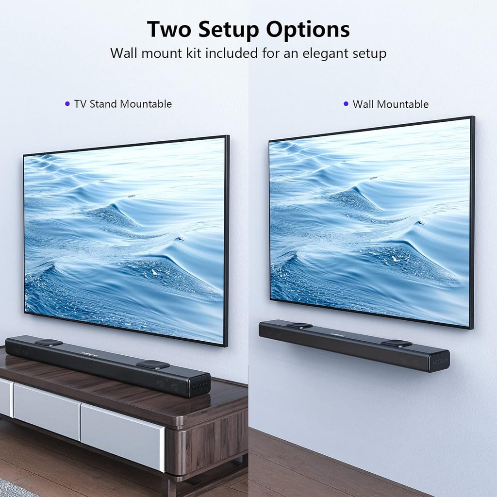 38 Inch Sound Bar with Dual Built-in Subwoofer, 90W, Bluetooth 5.0, Black J589264