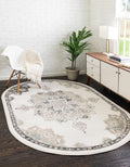 Ivory/Beige 5' x 8' Oval Traditional Rug Q864