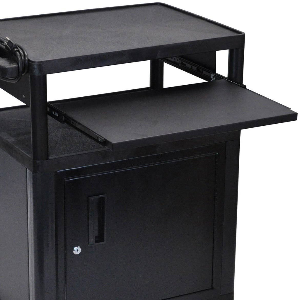 Black 3 Shelf Presentation Cart with Cabinet G366735
