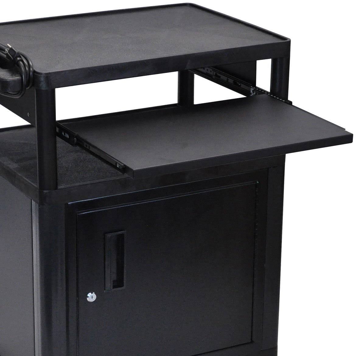 Black 3 Shelf Presentation Cart with Cabinet G366735
