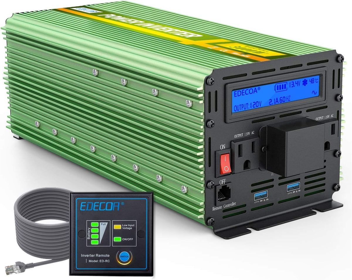 3000 Watt Power Inverter DC 12V to AC 110V 120V with LCD and Dual USB S321