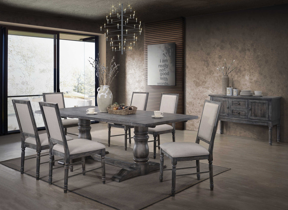 88" Light Gray and Gray Solid Wood Dining Table A806