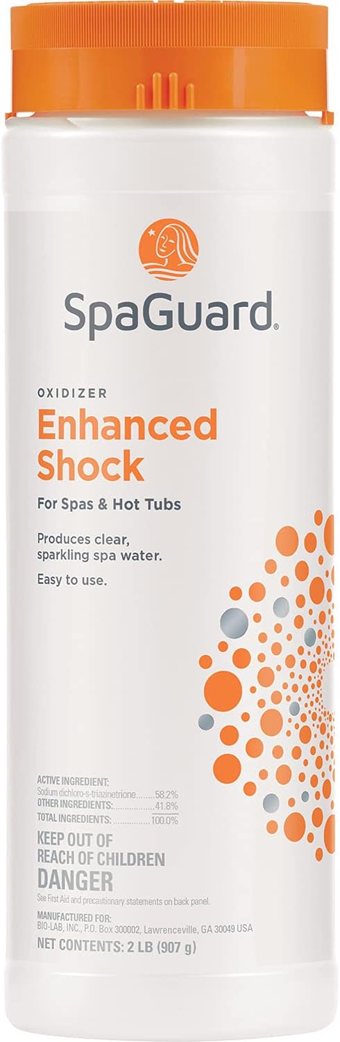 Hot Tub Chemical Bundle with Chlorine, Shock, Stain and Scale Control, Test Strips, Scum Absorber P7867